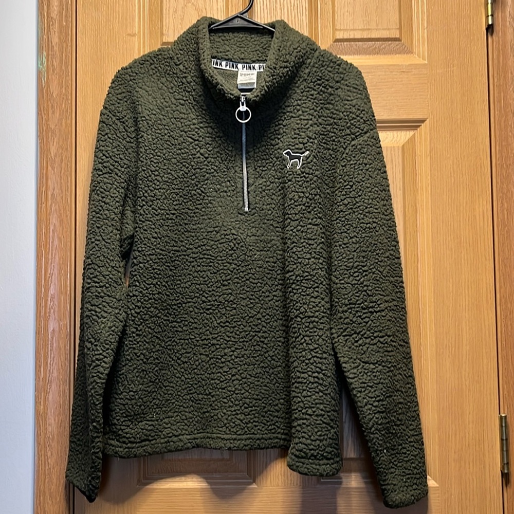 Victoria’s Secret Pink quarter zip turtleneck sherpa sweater